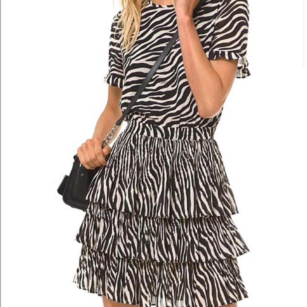 Michael Kors Tiger-Print Georgette Tiered Dress